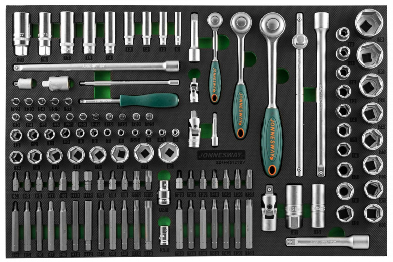 Набор головок торцевых 1/4"3/8"1/2"DR S04H45121SV 121 предмет Jonnesway