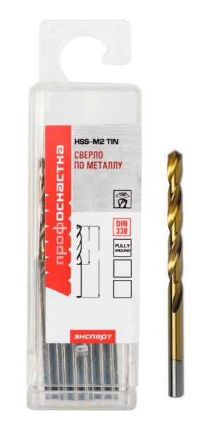 Сверло Ø  2,4 мм ц/х (10 шт.) HSS M2 TIN ПрофОснастка Эксперт
