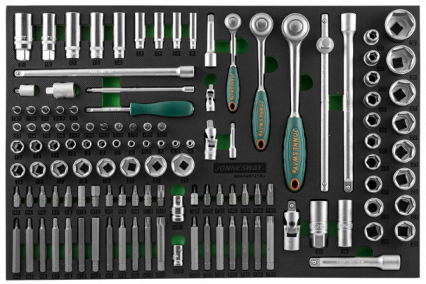 Набор головок торцевых 1/4"3/8"1/2"DR S04H45121SV 121 предмет Jonnesway